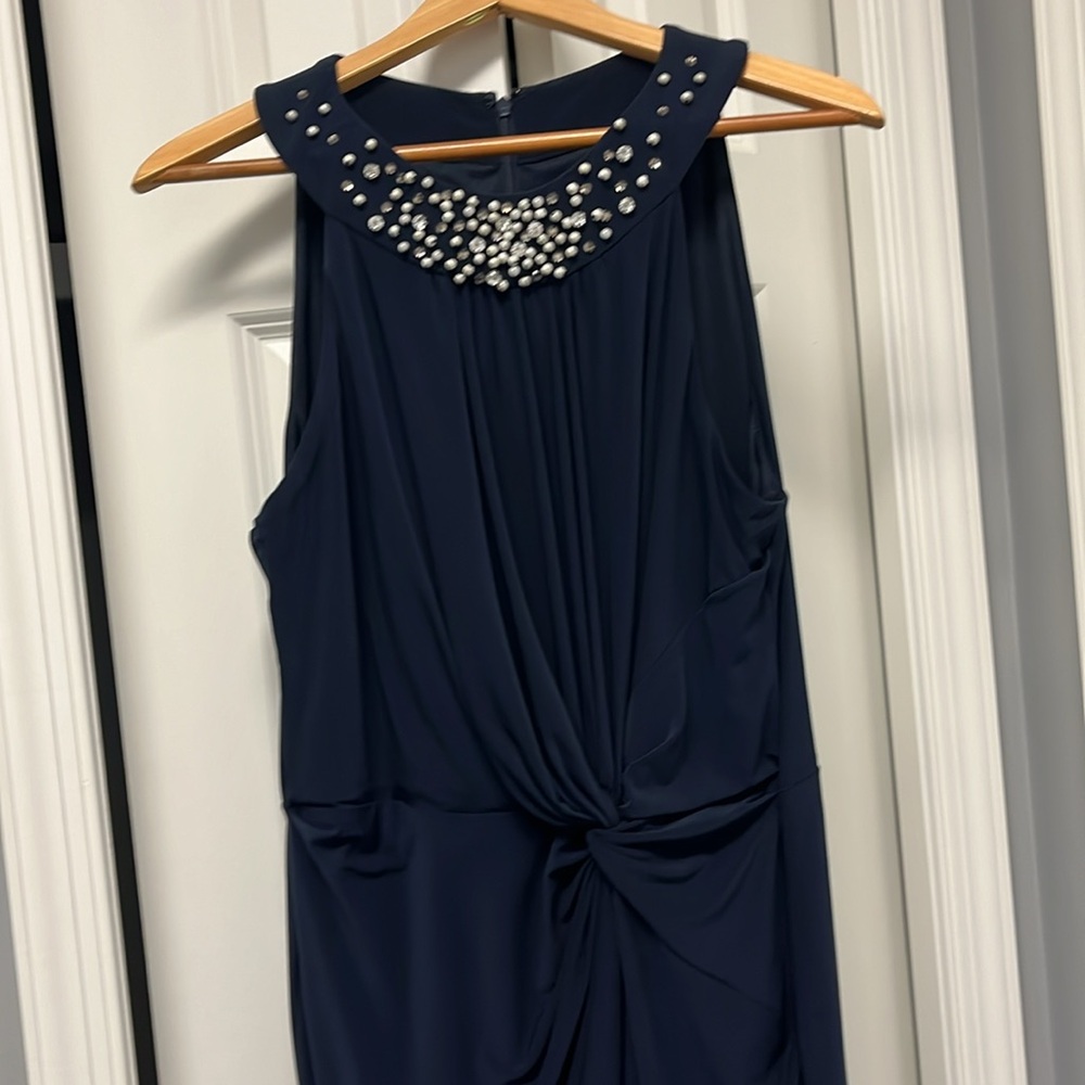 Evan Picone Navy Lined Halter Cocktail Dress